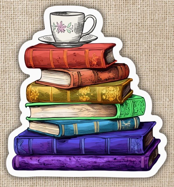 Vintage Rainbow Book Stack Sticker